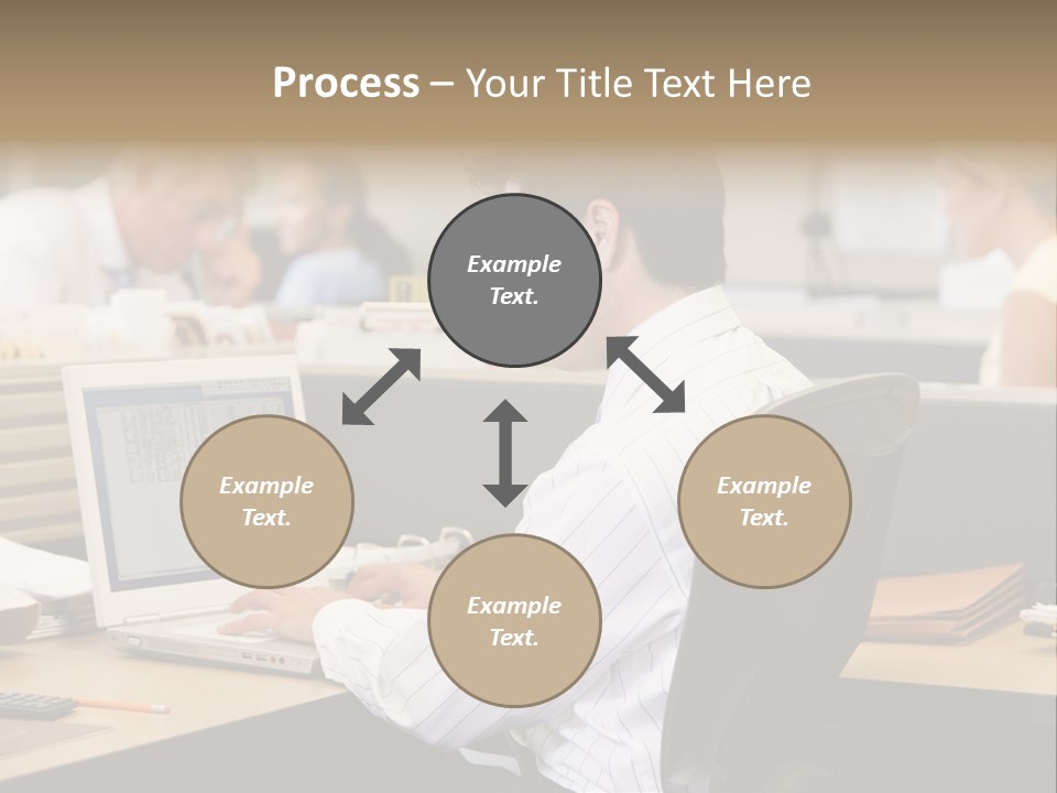 Businessman In Cubicle Using Laptop PowerPoint Template