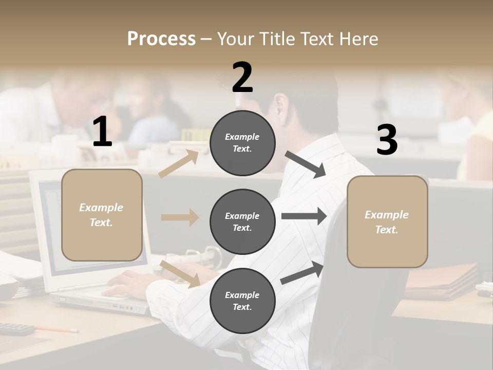 Businessman In Cubicle Using Laptop PowerPoint Template