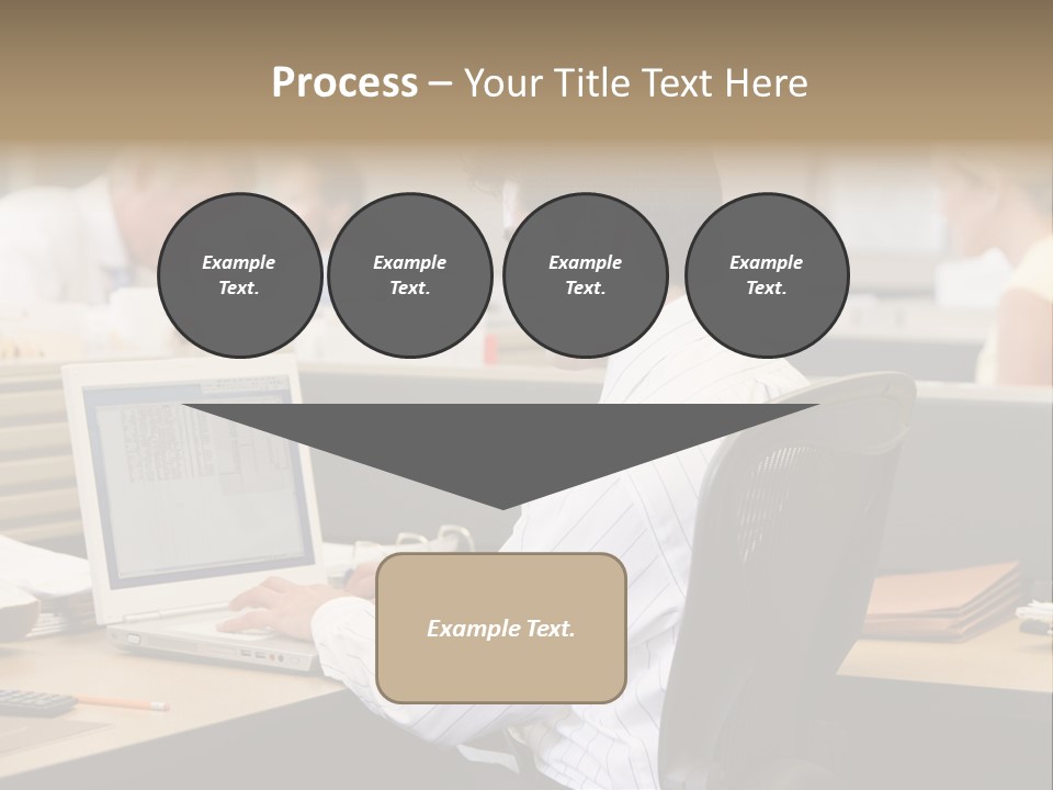 Businessman In Cubicle Using Laptop PowerPoint Template