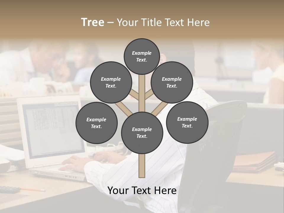 Businessman In Cubicle Using Laptop PowerPoint Template