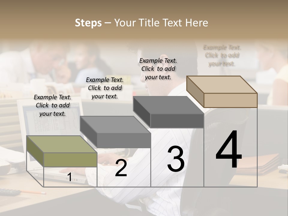 Businessman In Cubicle Using Laptop PowerPoint Template