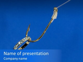 Gold Ring On A Fish Hook - Dating And Engagement Concept PowerPoint Template