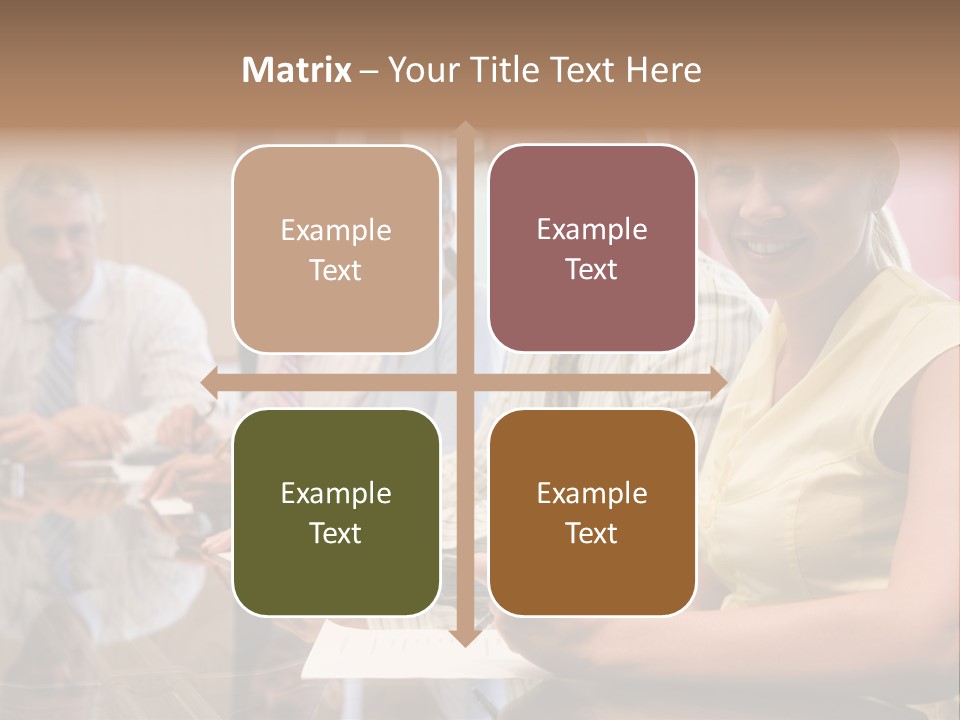 Five Businesspeople In Boardroom Smiling PowerPoint Template