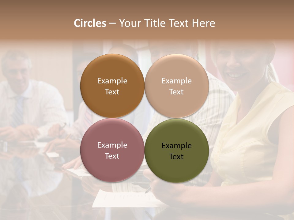 Five Businesspeople In Boardroom Smiling PowerPoint Template