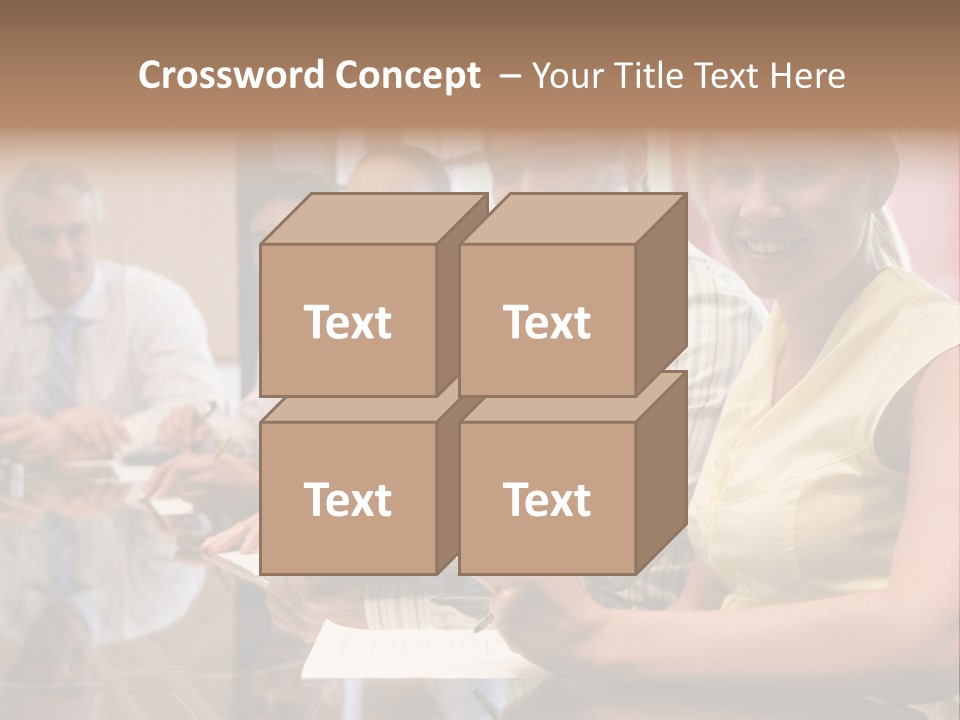 Five Businesspeople In Boardroom Smiling PowerPoint Template