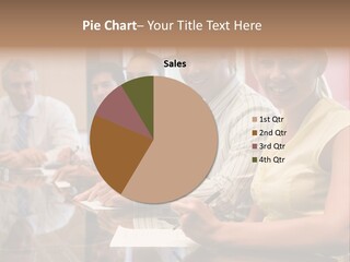 Five Businesspeople In Boardroom Smiling PowerPoint Template