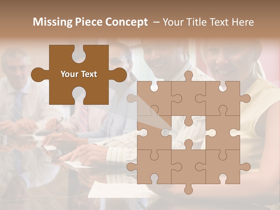 Five Businesspeople In Boardroom Smiling PowerPoint Template