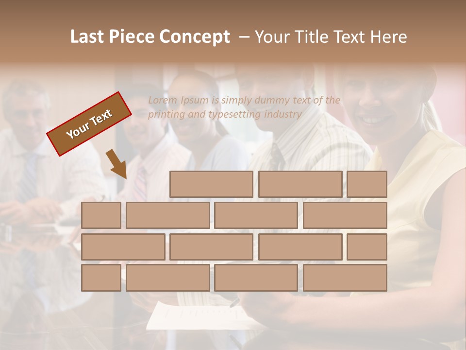 Five Businesspeople In Boardroom Smiling PowerPoint Template