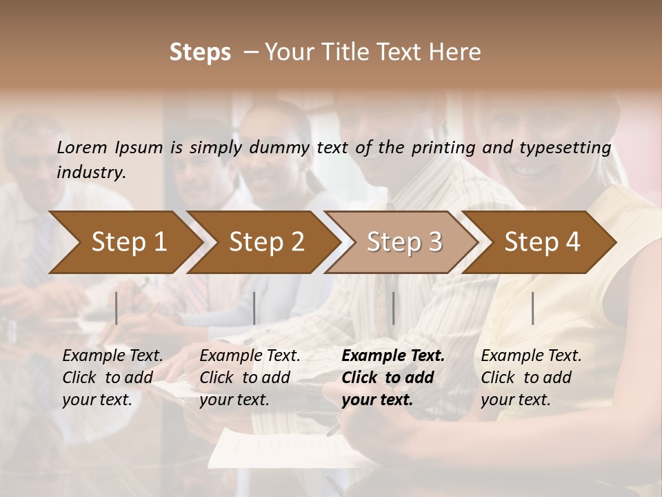 Five Businesspeople In Boardroom Smiling PowerPoint Template