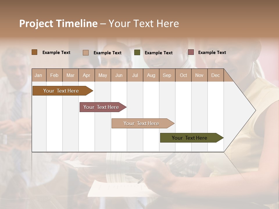 Five Businesspeople In Boardroom Smiling PowerPoint Template