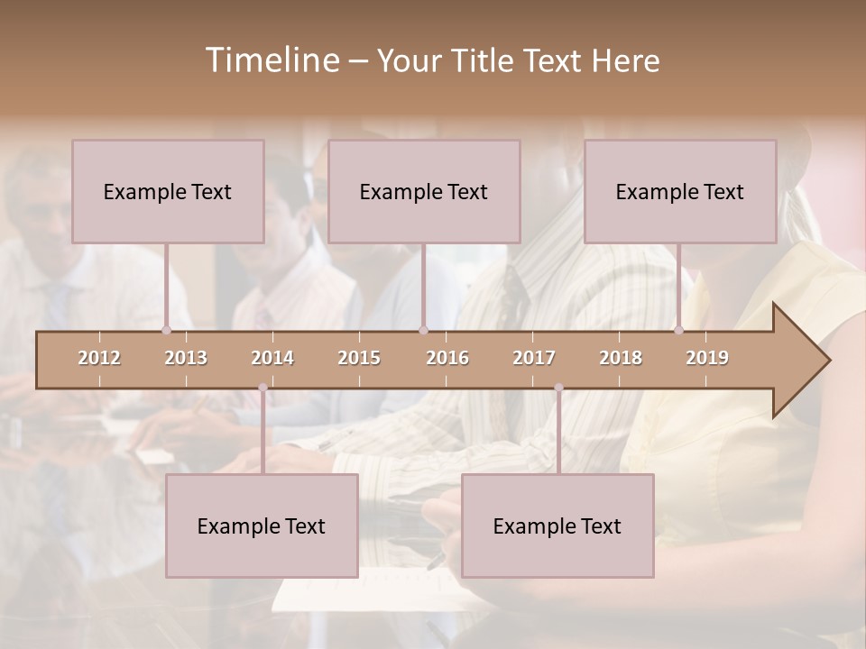 Five Businesspeople In Boardroom Smiling PowerPoint Template