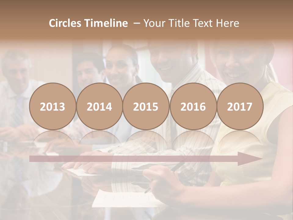 Five Businesspeople In Boardroom Smiling PowerPoint Template