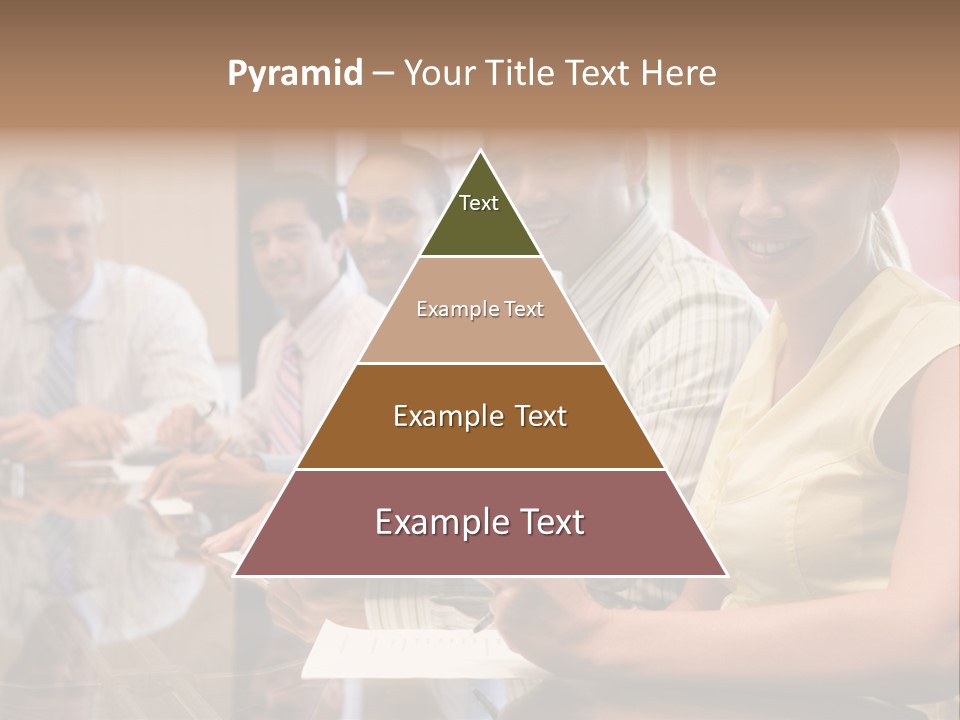 Five Businesspeople In Boardroom Smiling PowerPoint Template