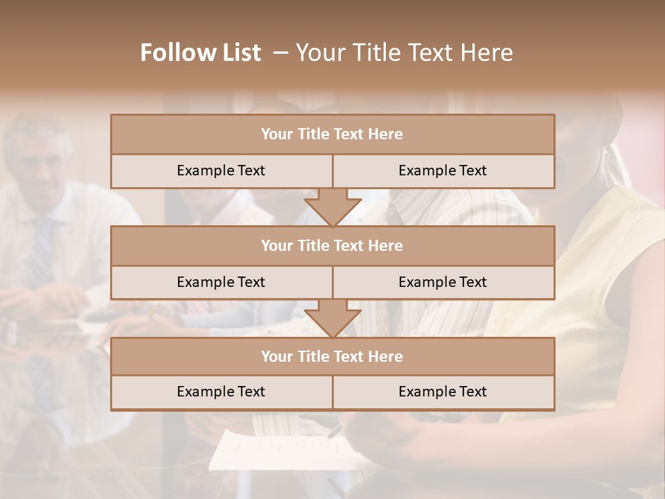 Five Businesspeople In Boardroom Smiling PowerPoint Template