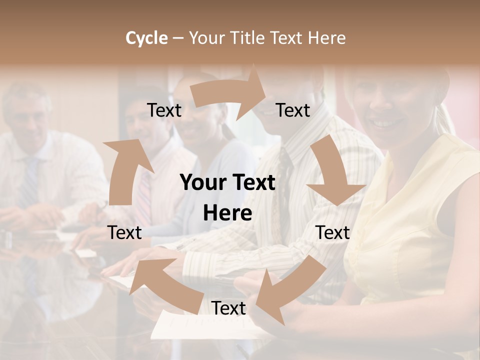 Five Businesspeople In Boardroom Smiling PowerPoint Template