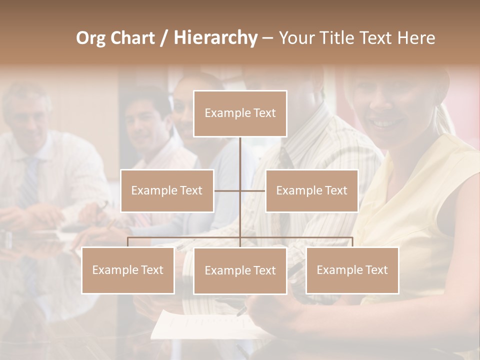 Five Businesspeople In Boardroom Smiling PowerPoint Template