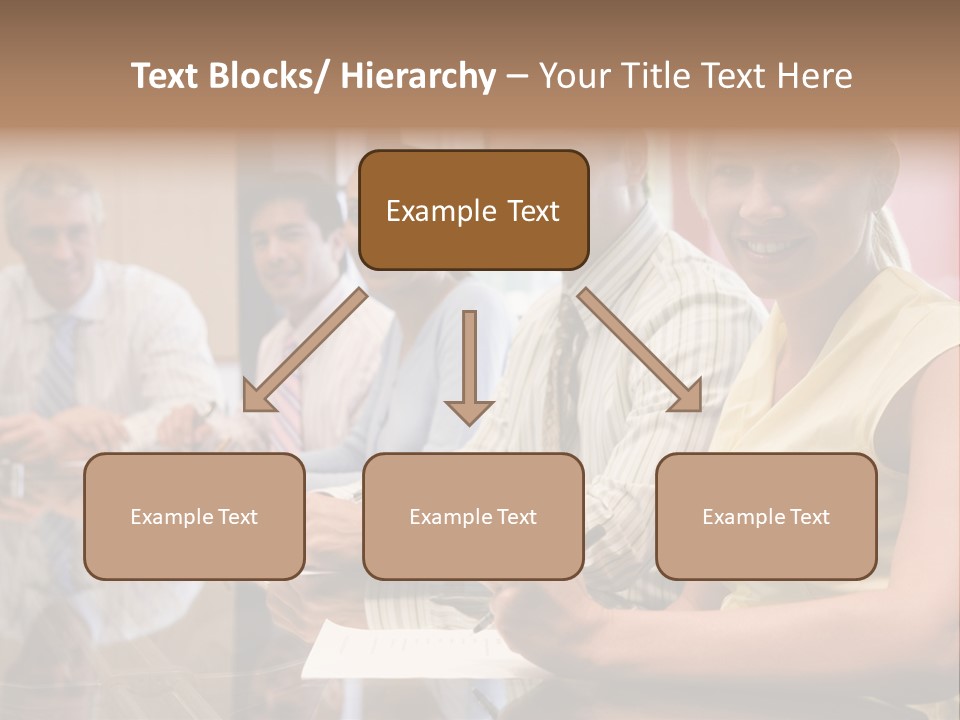 Five Businesspeople In Boardroom Smiling PowerPoint Template