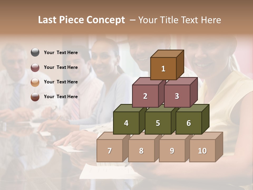 Five Businesspeople In Boardroom Smiling PowerPoint Template