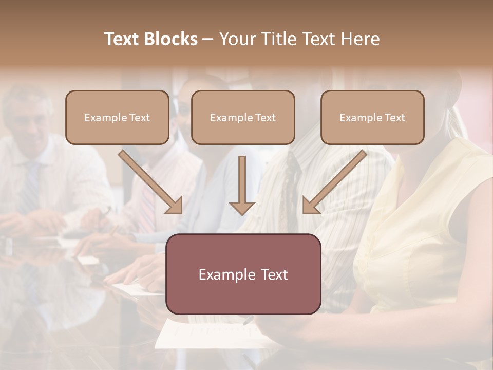 Five Businesspeople In Boardroom Smiling PowerPoint Template
