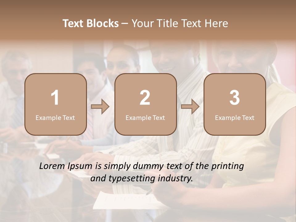 Five Businesspeople In Boardroom Smiling PowerPoint Template