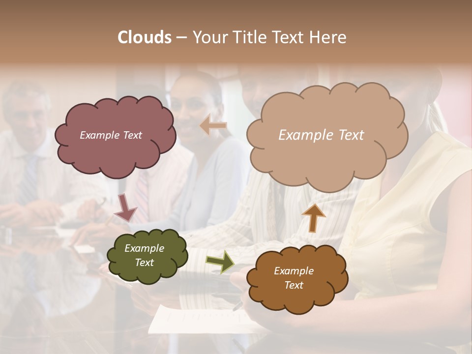Five Businesspeople In Boardroom Smiling PowerPoint Template