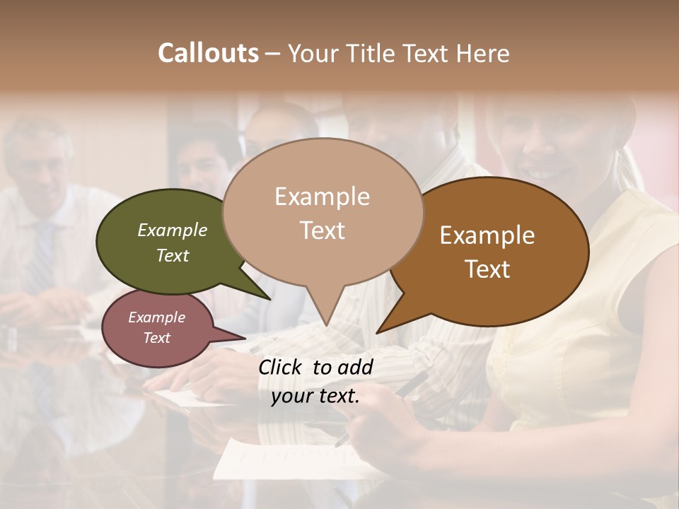 Five Businesspeople In Boardroom Smiling PowerPoint Template