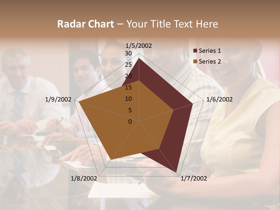 Five Businesspeople In Boardroom Smiling PowerPoint Template