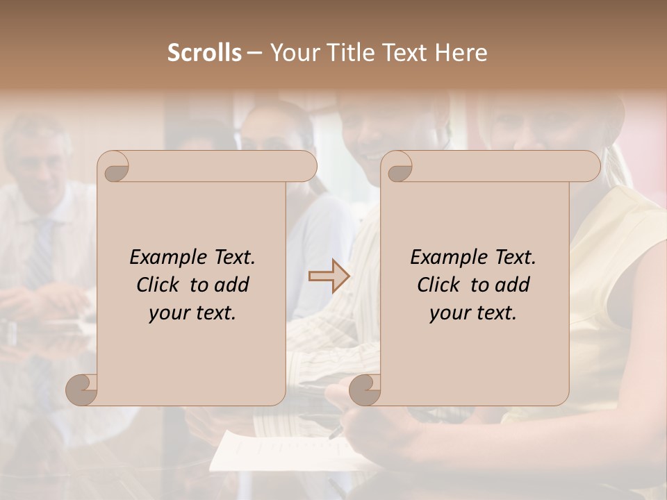 Five Businesspeople In Boardroom Smiling PowerPoint Template