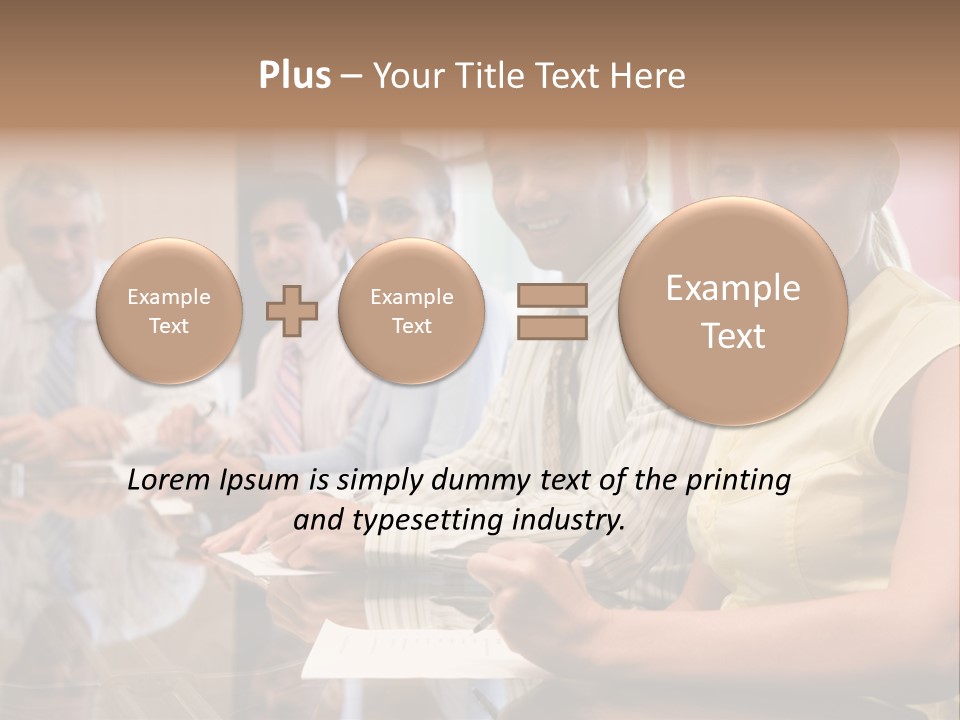 Five Businesspeople In Boardroom Smiling PowerPoint Template