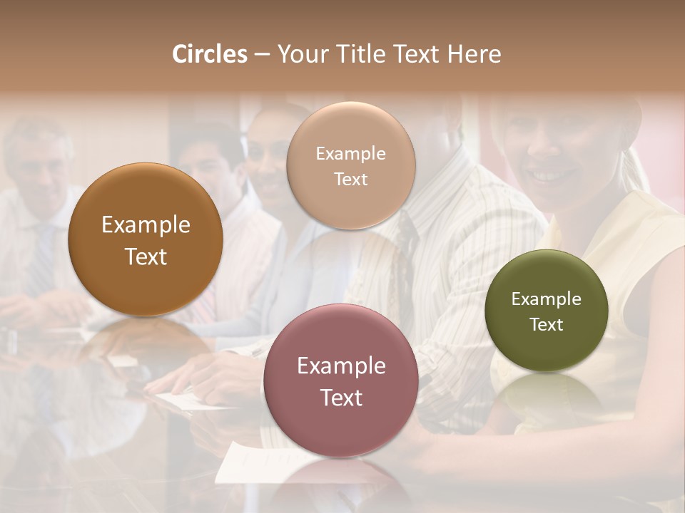 Five Businesspeople In Boardroom Smiling PowerPoint Template