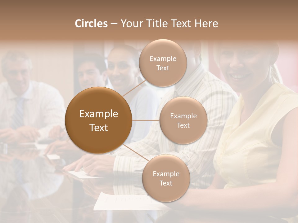 Five Businesspeople In Boardroom Smiling PowerPoint Template