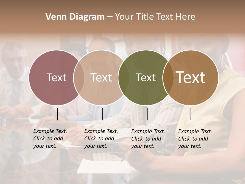 Five Businesspeople In Boardroom Smiling PowerPoint Template