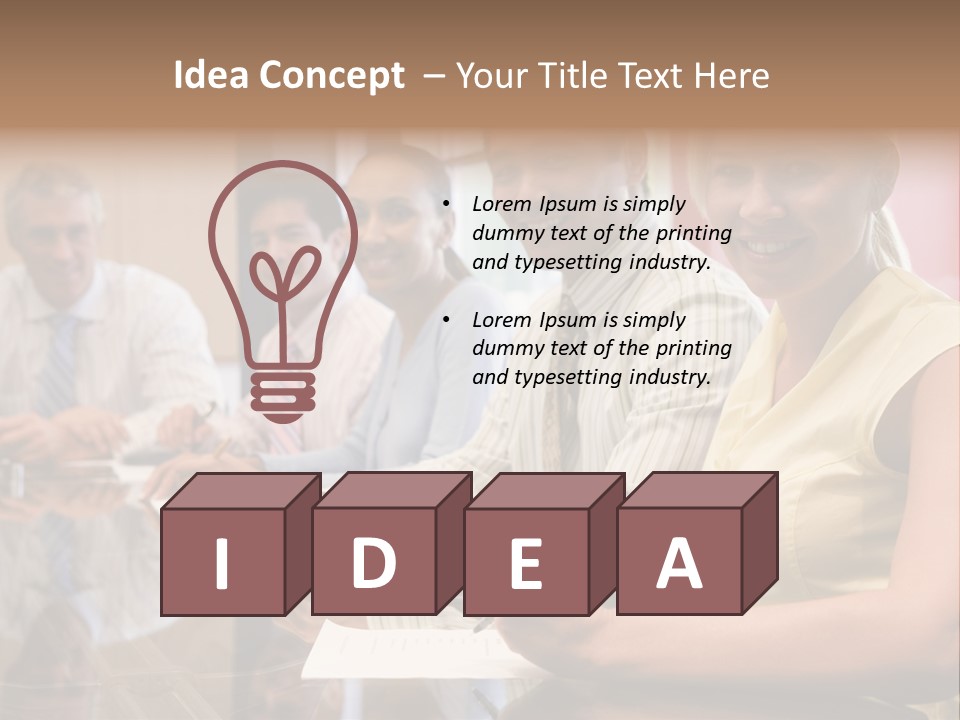 Five Businesspeople In Boardroom Smiling PowerPoint Template