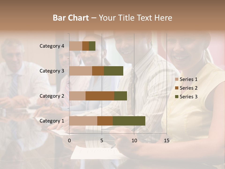 Five Businesspeople In Boardroom Smiling PowerPoint Template