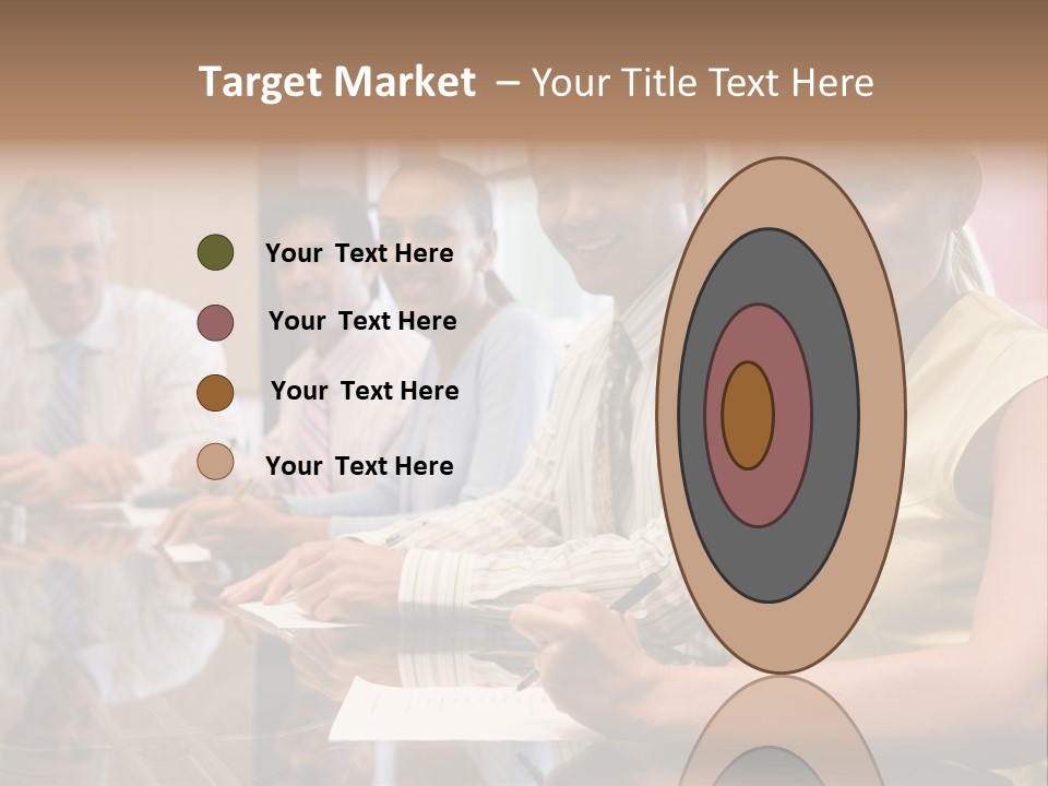 Five Businesspeople In Boardroom Smiling PowerPoint Template