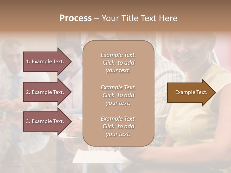 Five Businesspeople In Boardroom Smiling PowerPoint Template