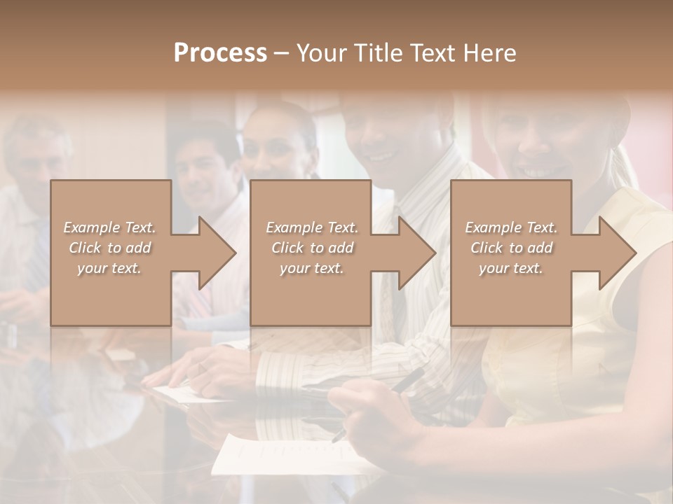 Five Businesspeople In Boardroom Smiling PowerPoint Template