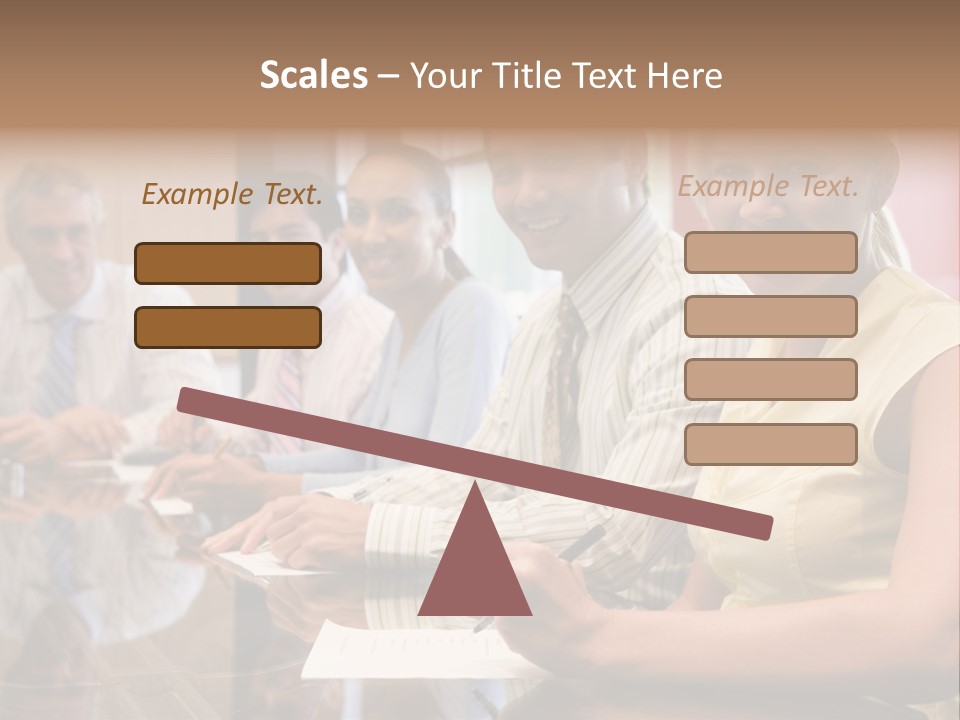 Five Businesspeople In Boardroom Smiling PowerPoint Template