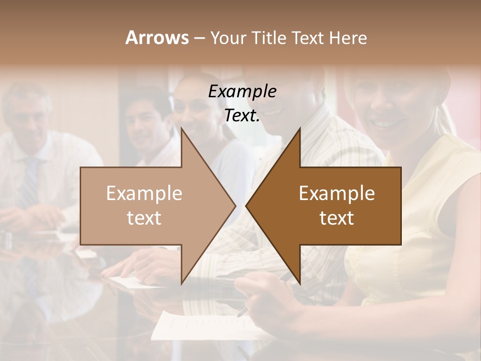 Five Businesspeople In Boardroom Smiling PowerPoint Template