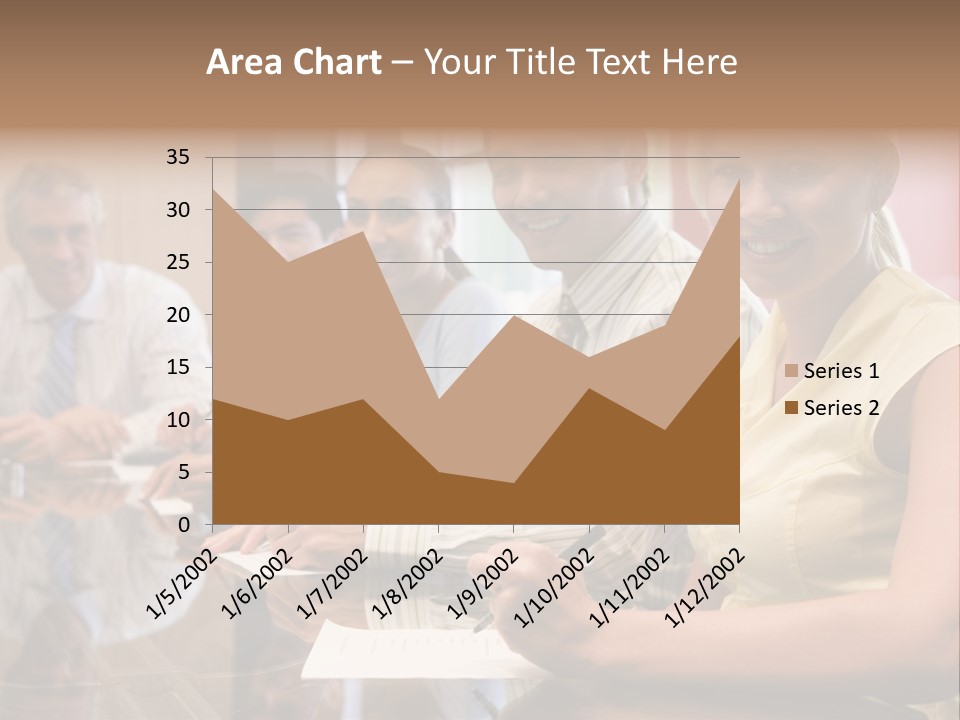 Five Businesspeople In Boardroom Smiling PowerPoint Template