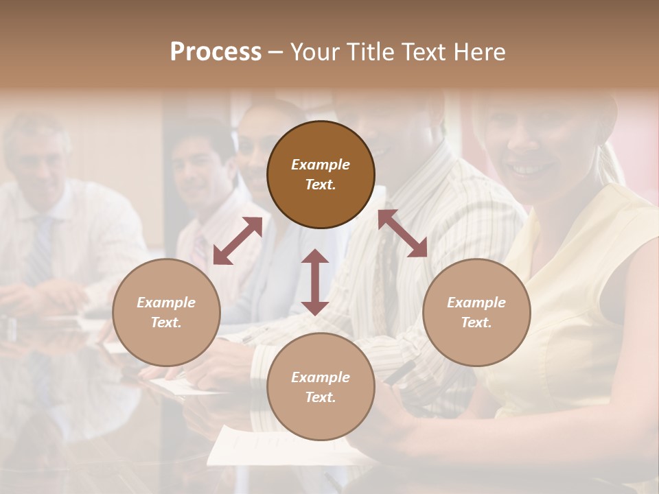 Five Businesspeople In Boardroom Smiling PowerPoint Template