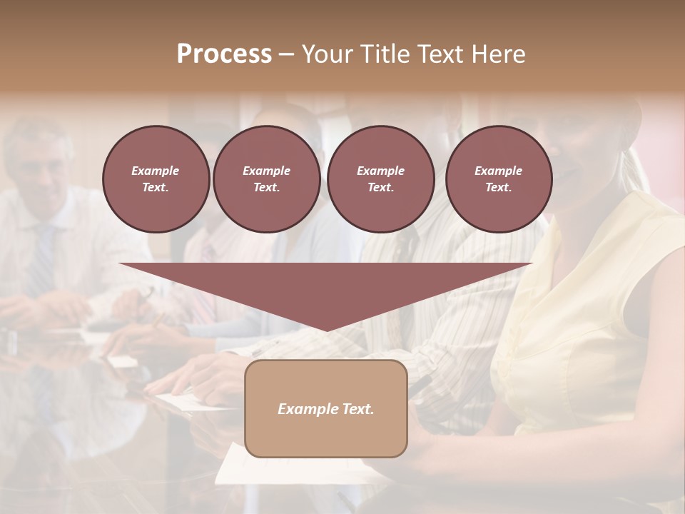 Five Businesspeople In Boardroom Smiling PowerPoint Template