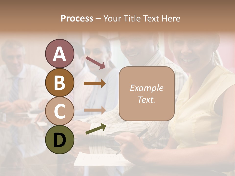 Five Businesspeople In Boardroom Smiling PowerPoint Template