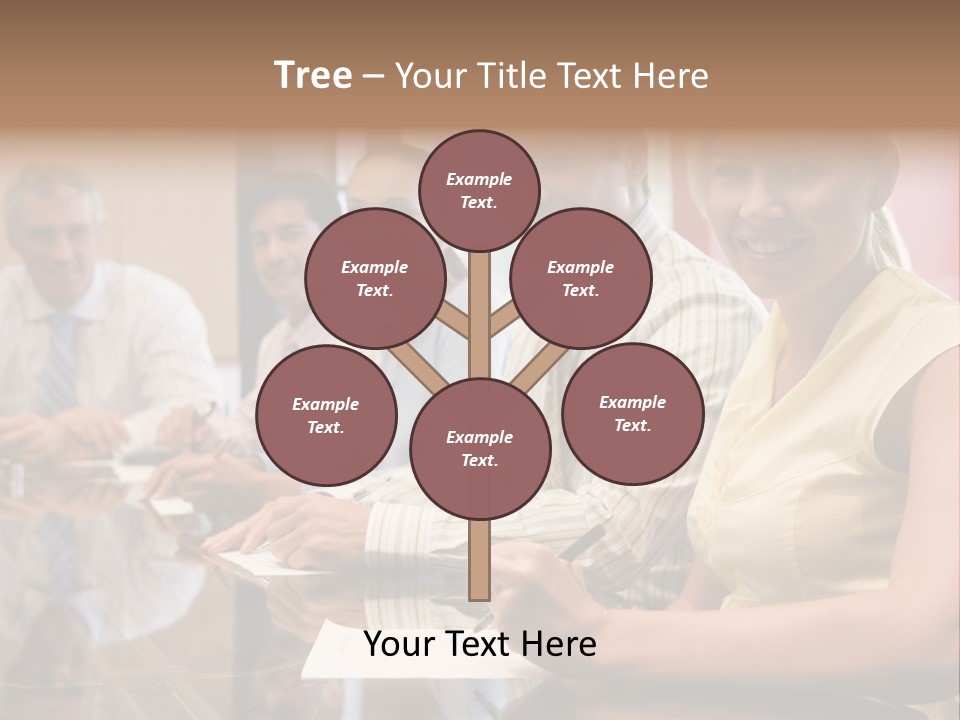 Five Businesspeople In Boardroom Smiling PowerPoint Template
