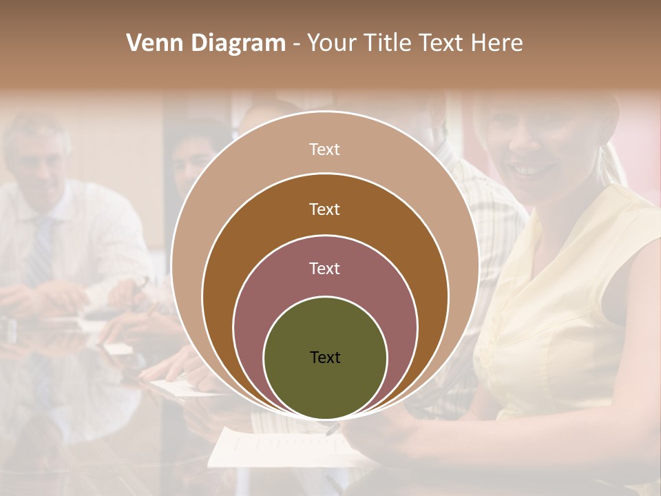 Five Businesspeople In Boardroom Smiling PowerPoint Template