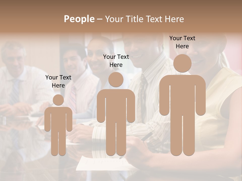 Five Businesspeople In Boardroom Smiling PowerPoint Template