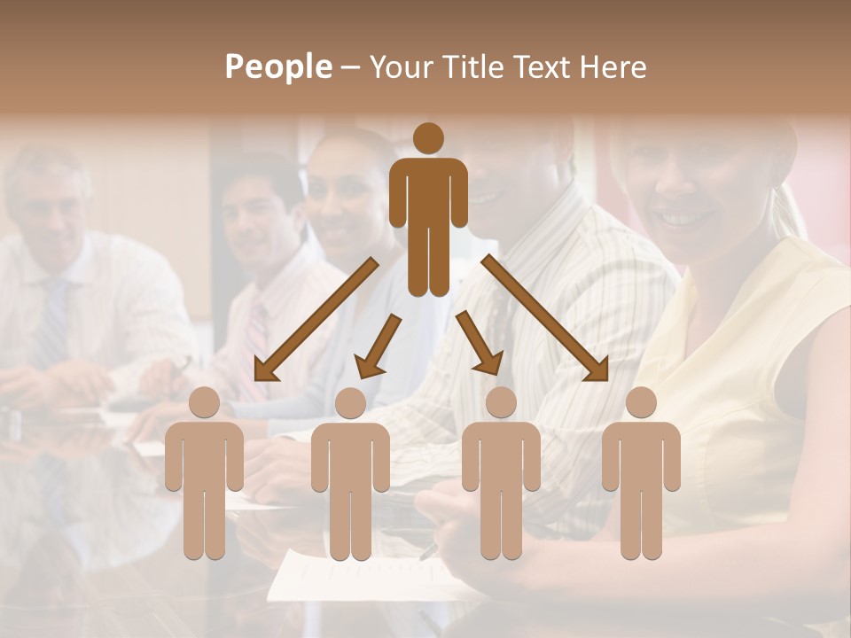 Five Businesspeople In Boardroom Smiling PowerPoint Template