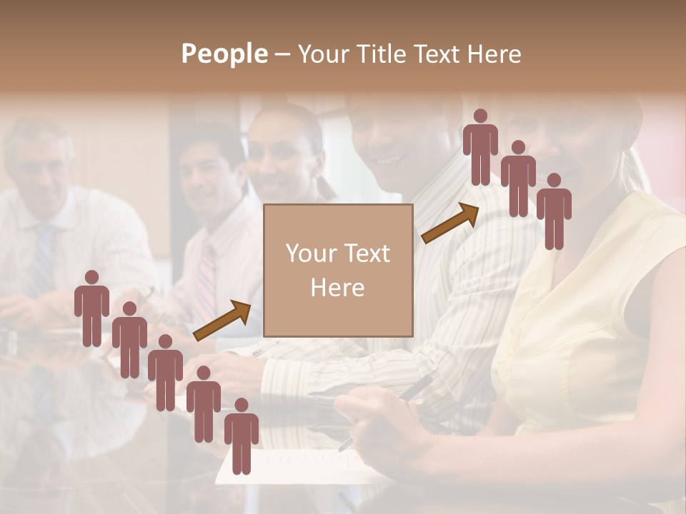 Five Businesspeople In Boardroom Smiling PowerPoint Template
