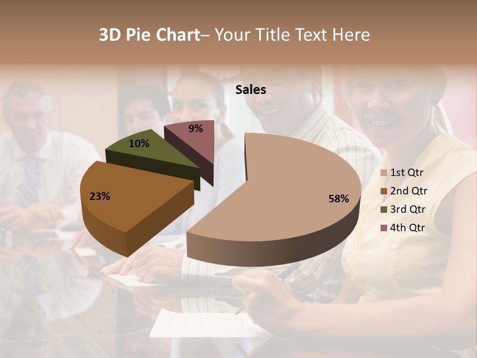 Five Businesspeople In Boardroom Smiling PowerPoint Template
