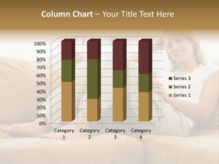 Woman In Living Room Listening To Mp3 Player Smiling PowerPoint Template